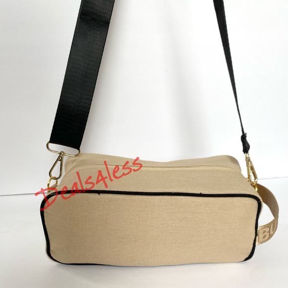 Burberry Crossbody Bag Pouch Dopp Kit Shaving Case Toiletries Gold Travel Tan - Picture 6 of 8